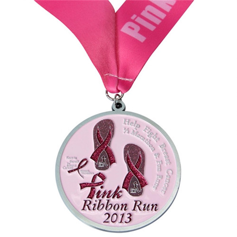 Priontáil Pink Bonn Rith do Mhná Bonn Marathon Spóirt Miotal Custaim le Ribín